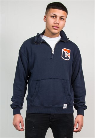 CHAMPION QUARTER ZIP SWEATSHIRT RETRO COLLEGE STYLE