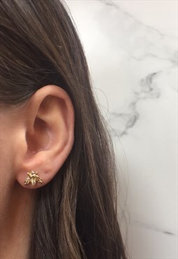 Sophie: Dainty Gold Bee Charm Stud Earrings