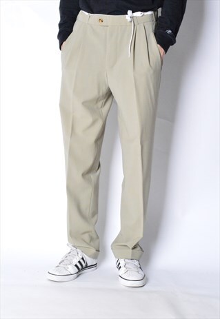 VINTAGE 90S BEIGE CAMEL WOOL BLEND PANTS