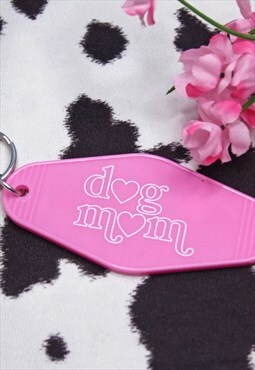 Dog Mom Pink Vintage Motel Keychain