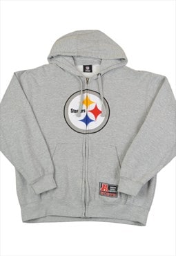 Vintage NFL Pittsburgh Steelers Hoodie Sweatshirt Grey Large
