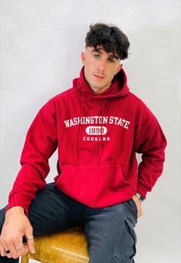 Vintage Size L USA Washington Hoodie In Red