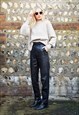 VINTAGE BLACK LEATHER TROUSERS 1980S PEGS