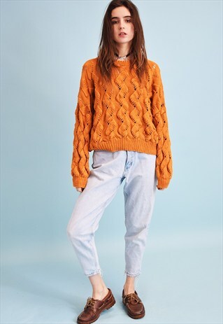 90'S RETRO CHUNKY KNIT OVERSIZED MOMS JUMPER TOP