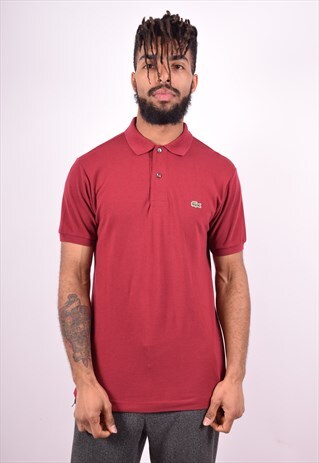 LACOSTE MENS VINTAGE POLO SHIRT SMALL MAROON 90'S