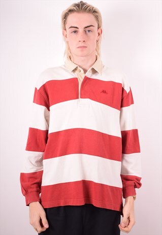 ROBE DI KAPPA MENS VINTAGE RUGBY POLO SHIRT MEDIUM RED 90S