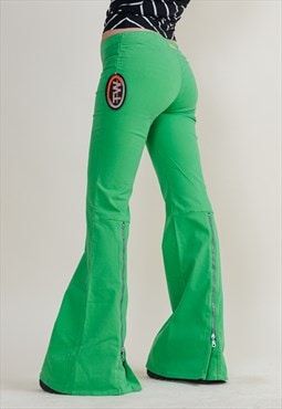Vintage 90s/Y2k Deadstock Techno Rave Green Flare Trousers