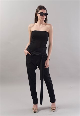 LOOSE PANTS/STRAIGHT LEG/TROUSERS/BLACK BUSINESS PANTS/F1812