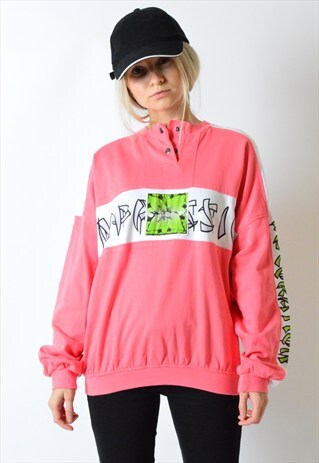 VINTAGE 90S PEACH PINK DROP SHOULDER SWEATSHIRT JUMPER