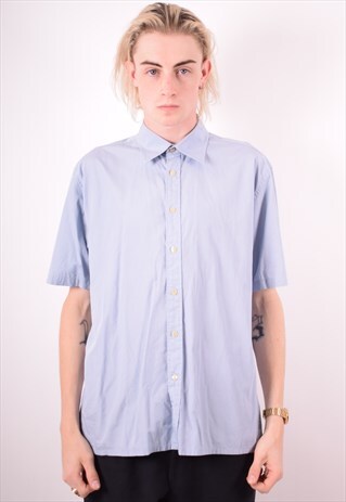 YVES SAINT LAURENT MENS VINTAGE SHIRT LARGE BLUE 90S
