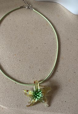 orange murano glass starfish pendant necklace