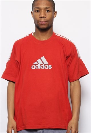 VINTAGE ADIDAS BIG LOGO T-SHIRT RED