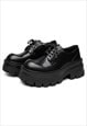 PLATFORM DERBY SHOES ROUND TOE CHUNKY GOING OUT SHOES BLACK