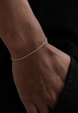 2.5mm 18k Gold  rope chain bracelet 