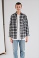 VINTAGE RELAXED FIT LONG SLEEVE CHECKERED SKATER SHIRT S