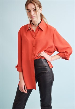 90'S RETRO MINIMALIST OVERSIZED SHEER MOMS SHIRT TOP