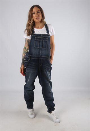 VINTAGE DENIM DUNGAREES TAPERED LEG UK 18 XXL (H2E)