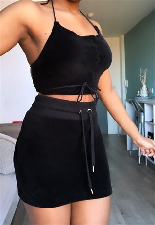 REWORKED VELOUR TRACKSUIT SKIRT