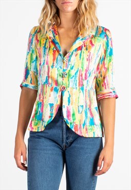 Women's Dior 2 Colorful Abstract Roses Shirt
