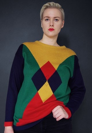 VINTAGE 80S COLOUR BLOCK JUMPER