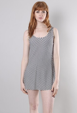 VINTAGE 90S GINGHAM CHECK MINI SHIFT DRESS
