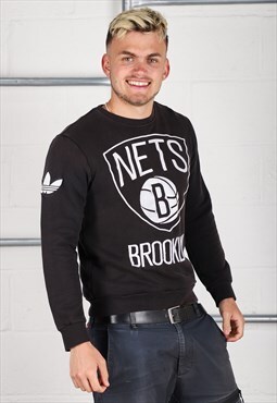 Vintage Adidas Nets Sweatshirt in Black Lounge Jumper Small