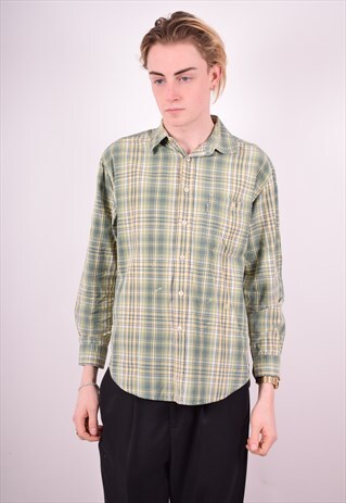 LEVI'S MENS VINTAGE SHIRT MEDIUM GREEN CHECK 90'S