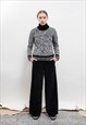 VINTAGE Y2K MONO CHUNKY KNIT HIGH NECK KNITTED JUMPER XS