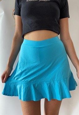 Vintage Y2K Blue Cotton Beach Small Skirt Summer Festival