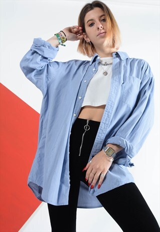 VINTAGE TOMMY HILFIGER OVERSIZED SHIRT IN BLUE STRIPES