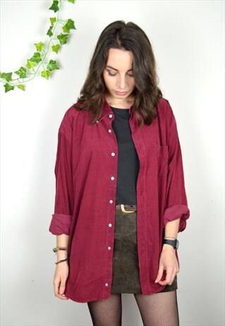 90S VINTAGE MAROON BURGUNDY DANIEL HECHTER CORD SHIRT
