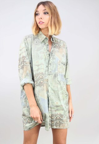 VINTAGE OVERSIZED LONG SLEEVE PATTERNED SHIRT