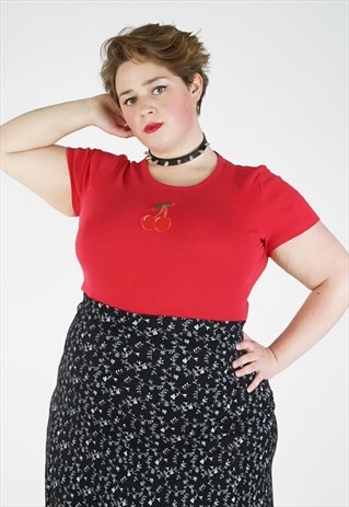 VINTAGE 90S RED CHERRY LOGO TOP T SHIRT