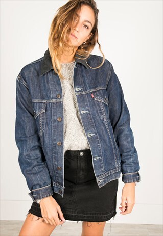 VINTAGE 80S LEVIS CONTRAST COLLAR DENIM JACKET /AVR/ R003