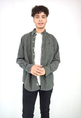 VINTAGE 90'S RALPH LAUREN GREY CORDUROY SHIRT