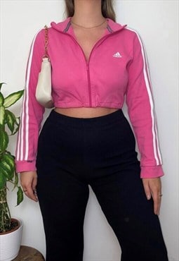 Adidas Pink 1/4 Zip Cropped Sweatshirt