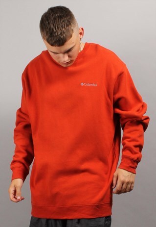 VINTAGE COLUMBIA ORANGE SMALL SPELL OUT SWEAT