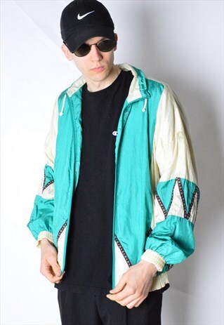 VINTAGE 80S COLOUR BLOCK SHELL TRACK JACKET