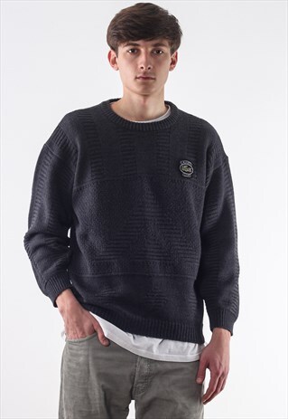 VINTAGE LACOSTE SWEATER 90S GREY KNIT KNITTED