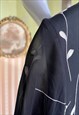 VINTAGE BLACK CHIFFON SHORT SLEEVE MAXI DRESS
