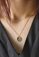 MEDALLION PENDANT, DOUBLE ROW BOBBLE CHOKER NECKLACE, GOLD.