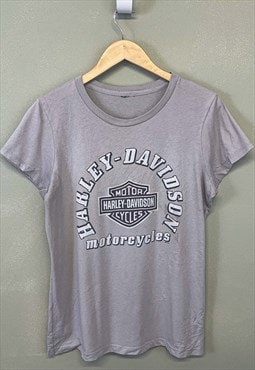 Vintage Harley Davidson Womens Top Grey With Print