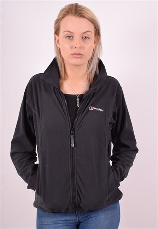 BERGHAUS WOMENS VINTAGE FLEECE JACKET SMALL BLACK 90S
