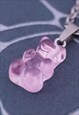 CRW SILVER PINK RESIN GUMMY BEAR NECKLACE 