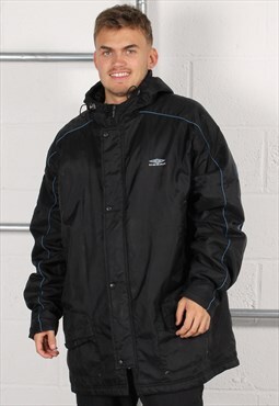 Vintage Umbro Jacket in Black Padded Sports Rain Coat XL