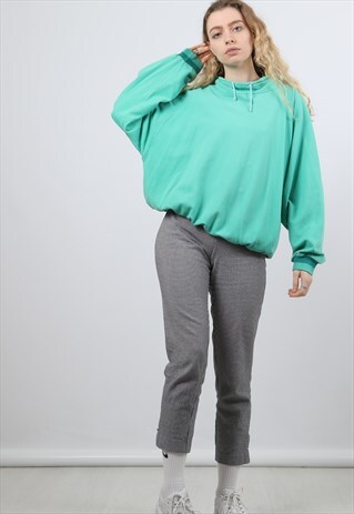 VINTAGE ADIDAS LARGE GREEN HIGH NECK SWEATSHIRT