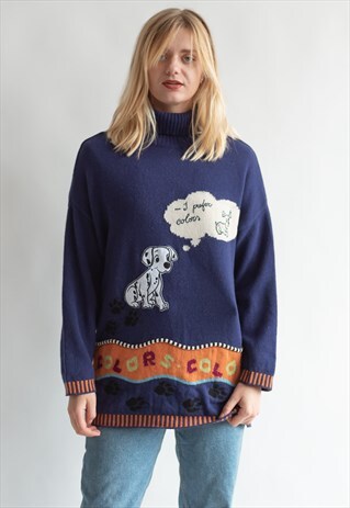 VINTAGE FUNKY ROLL-NECK JUMPER WITH PATTERN