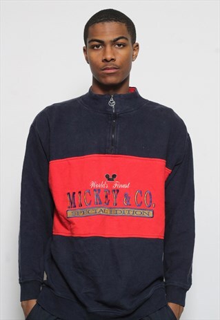 VINTAGE MICKEY AND CO. 1/4 ZIP SWEATSHIRT NAVY BLUE