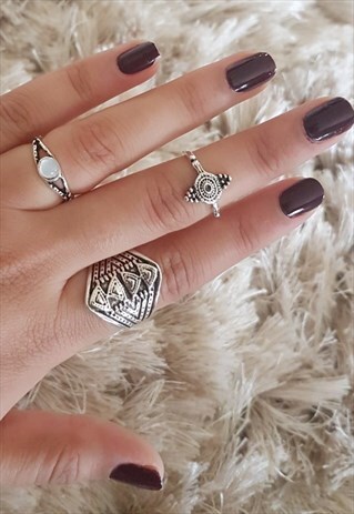 SILVER SET OF 3 BOHEMIAN RINGS