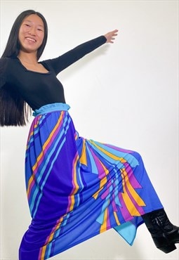 Vintage 70s maxi blue and purple skirt 